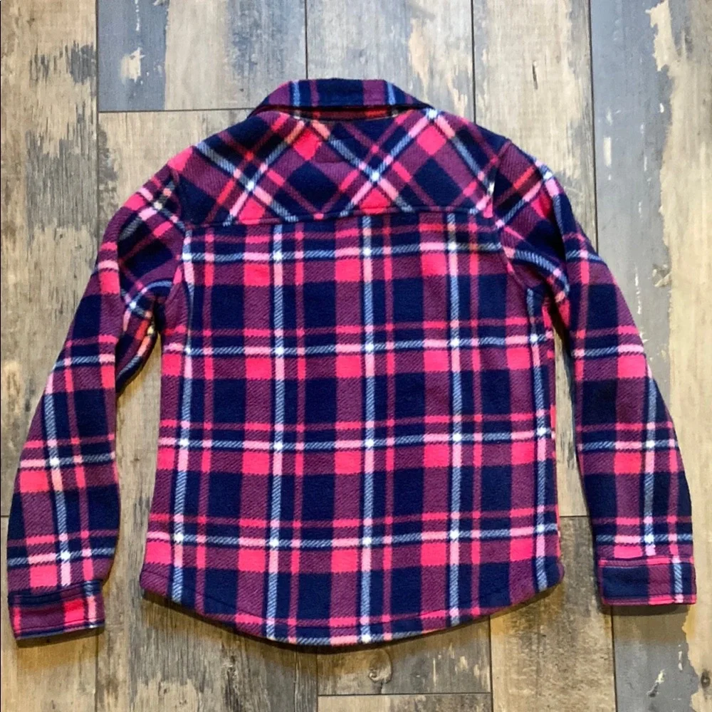 Weatherproof Vintage Girls Flannel Plaid Jacket Coat Fleece Blue Pink Sz 10/12 M